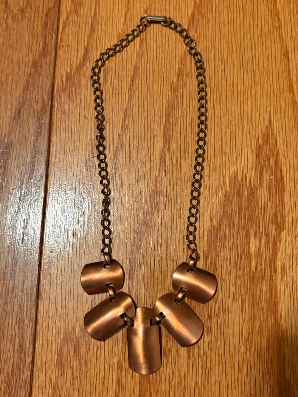 Mid Century Vintage Solid Copper Panel Bib Necklace